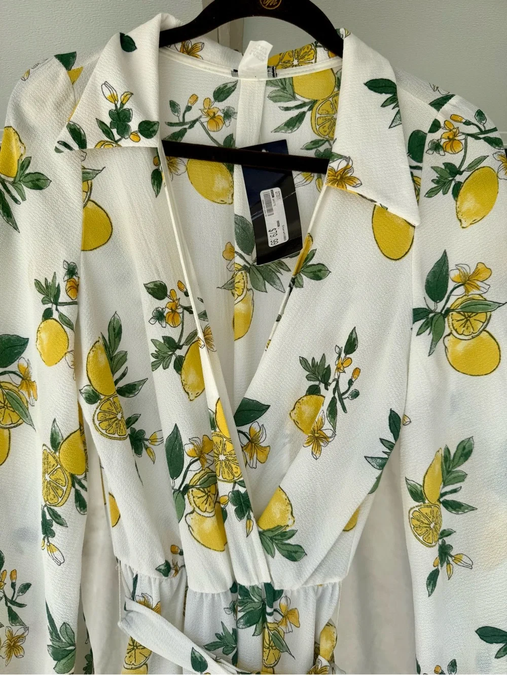 Lemon Print Faux Wrap Maxi Dress - Picture 7 of 13